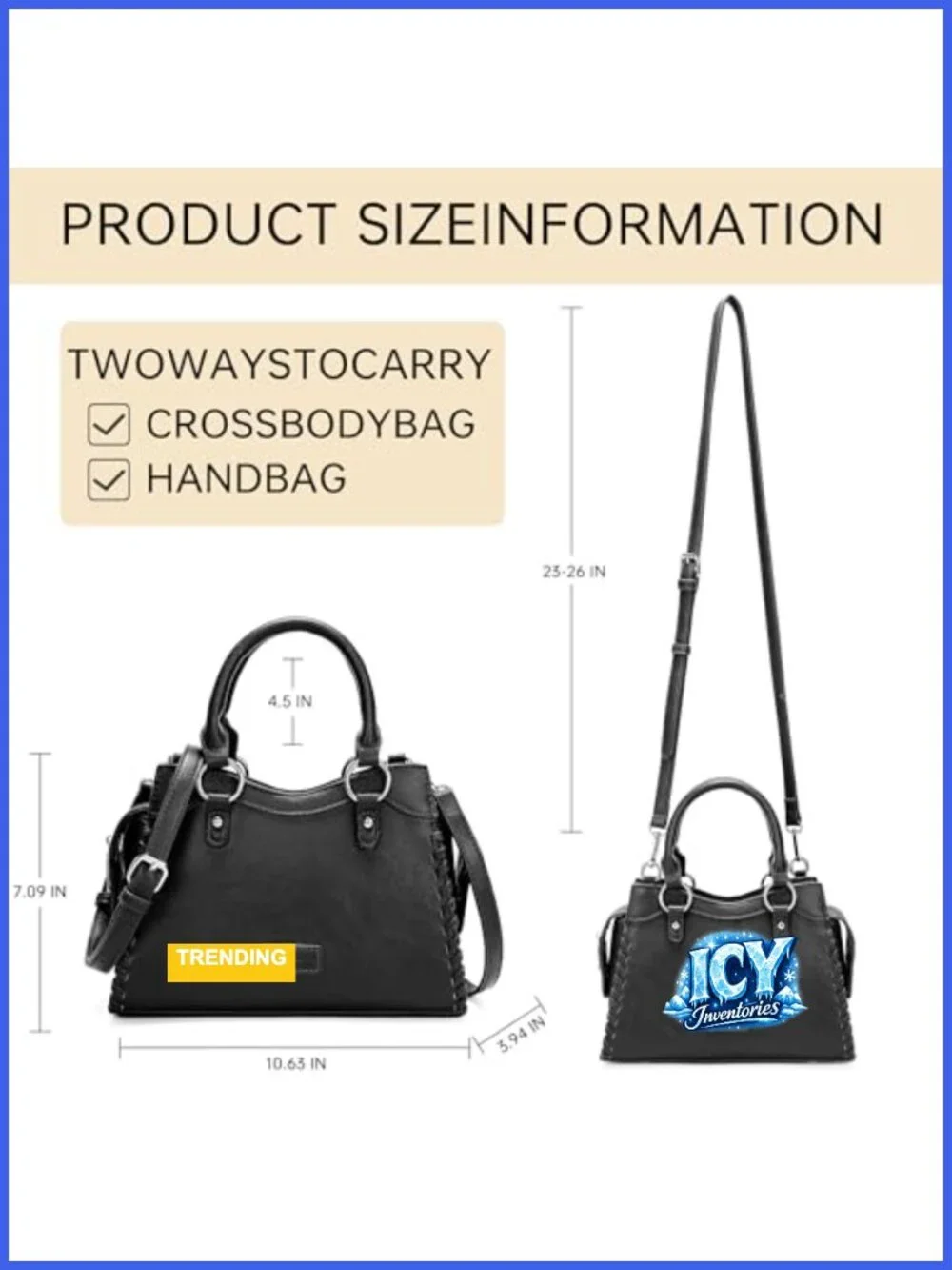 Studded Satchel Bag Crossbody Purse with Detachable Strap